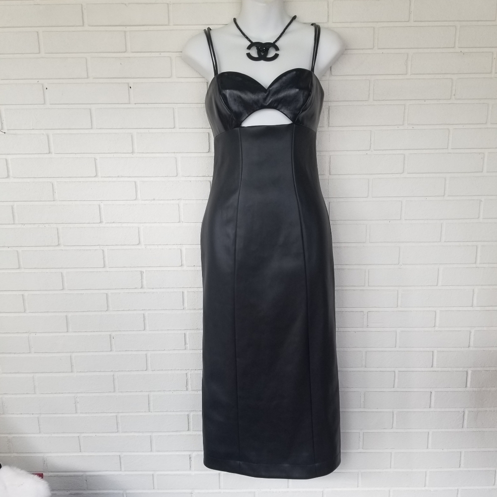 COPY - STAUD NWT VEGAN LEATHER MIDI DRESS! SPECTACULAR! !
